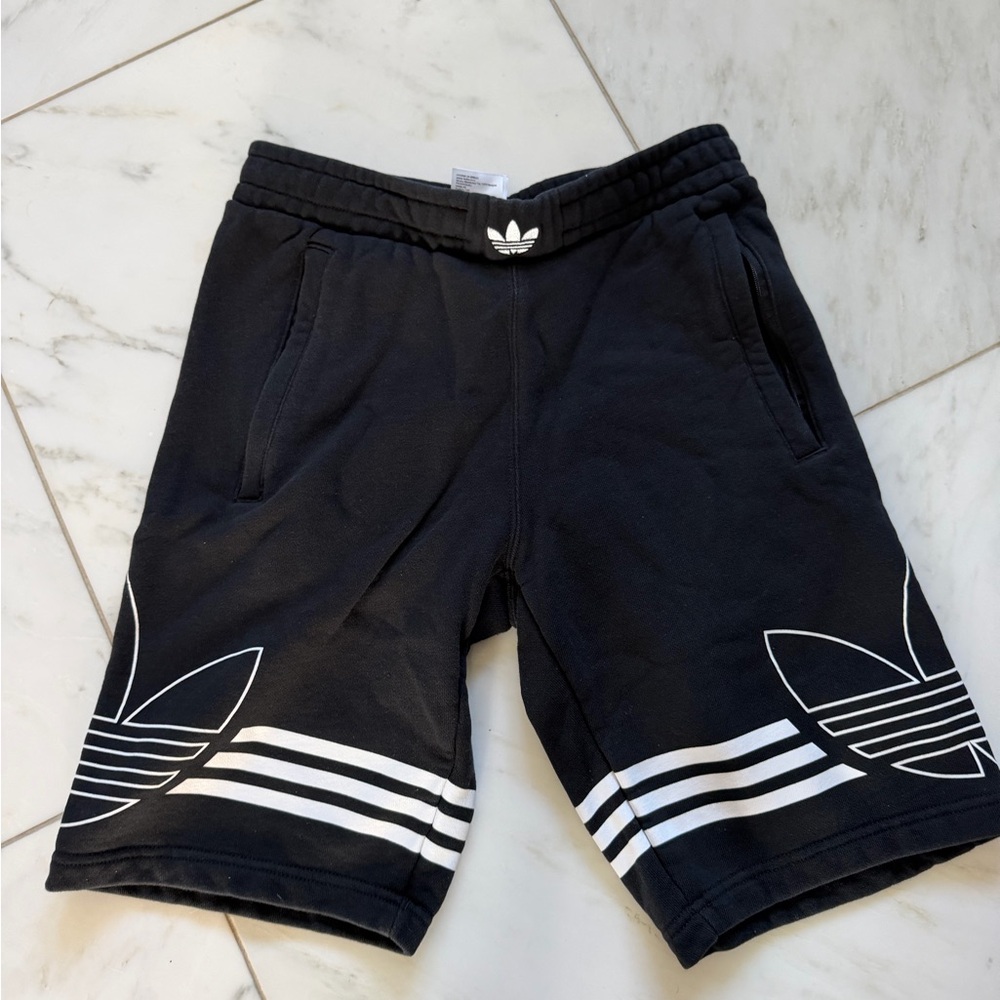 Adidas Men's Black and White Striped Shorts